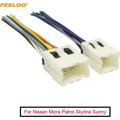 FEELDO 1Pair Car Radio Audio Power Wiring Harness Adapter Plug For Old NISSAN Micra Patrol Skyline Sunny Primera #FD-2955