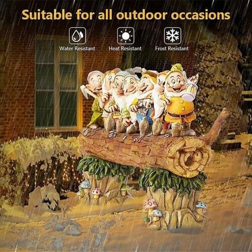 Seven Dwarf Garden Statue Figurine Trees Gnome Sculpture Resin Ornaments for Home Patio Yard Lawn Porch Decoration