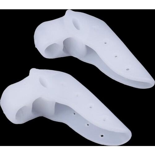 2Pcs Silicone Gel Foot Toes Two Hole Toe Separator Thumb Valgus Protector Bunion Hallux Valgus Guard Feet Overlapping Pad Insert