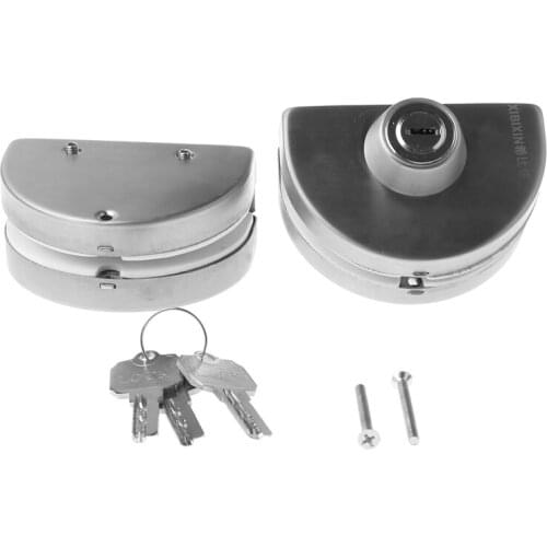 Glass Door Lock Stainless Steel Double Bolts Swing Push Sliding Control No Drill Anti-Theft Security Lock with Keys