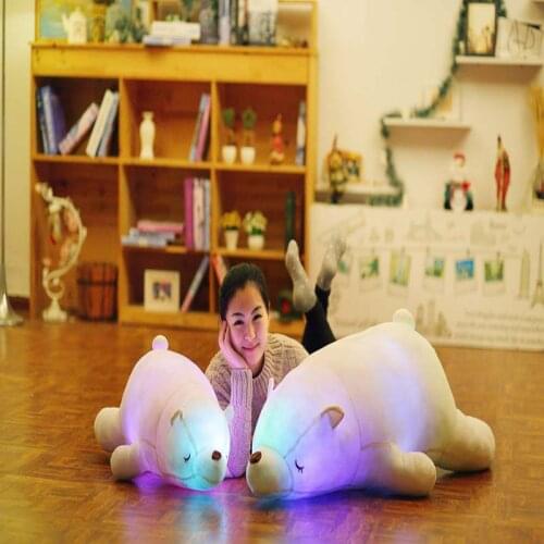1 pcs 45-110cm Luminous Plush Polar Bear Toys Colorful Glowing AND MUSIC Animal Toys Kawaii LED Light Toy Soft Pillow for Baby