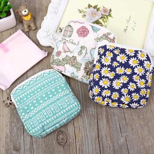 1PCS Portable Dust-proof Sanitary Pad Pouches Tampon Storage Bag Makeup Lipstick Key Coin Zipper Bag Organizer Coin Purses