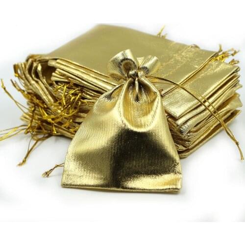 100pcs/lot 7x9cm Golden Silver Foil Organza Bag Wedding Party Gift Favor Pouch Christmas Packaging Bags
