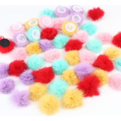 2.5 Cm Colorful Plush Ball Crafts Real Plush Jewelry Fox Pompoms Fluffy Keychain Hairpin Diy Craft Supplies Material Accessories