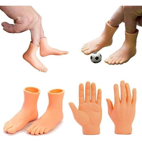 2Pcs Mini Finger Foot Puppet Left Right Hands Model Doll Child Baby Favor Novelty Toy Joking Decompression Funny Cosplay Toys