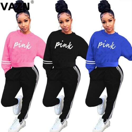 VAZN 2021 Casual Daily Long Sleeve Special Design Letter Print O-neck Sexy High Street Set Sport Women Young Energetic Set