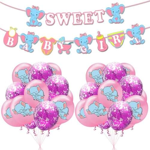 21pcs/set Elephant Theme Party Decoration Balloon and Banners Boy Girl Baby Shower Birthday Party Decoration Supplies Kids Favor