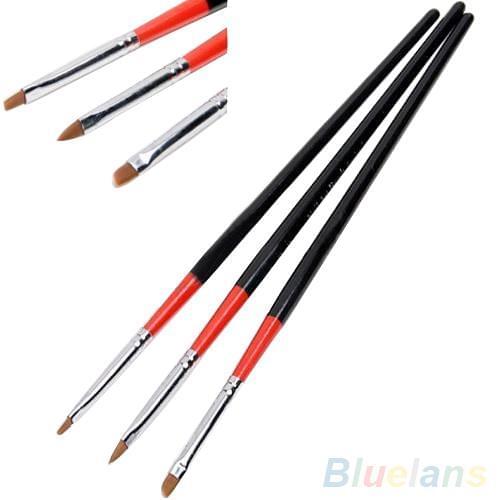 3 Pcs/Set UV Gel Acrylic Nail Art Brush Painting Drawing Pens Manicure DIY Tool Nail Brushes For Manicure Gel Brush For Nail Art