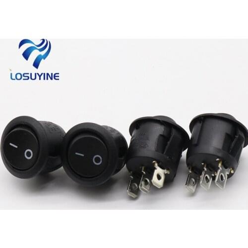 5Pcs Mini Round Black 3 Pin SPDT ON-OFF Rocker Switch Snap-in