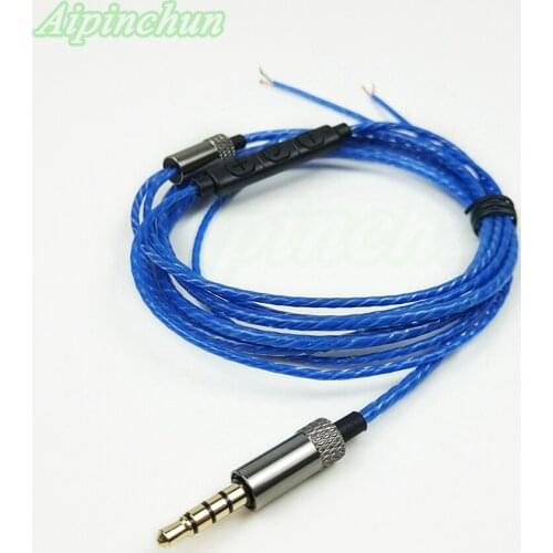 Aipinchun 3.5mm Jack DIY Earphone Cable with Mic Volume Controller Repair Replacement Headphone 18 Copper Core Wire Blue/Red