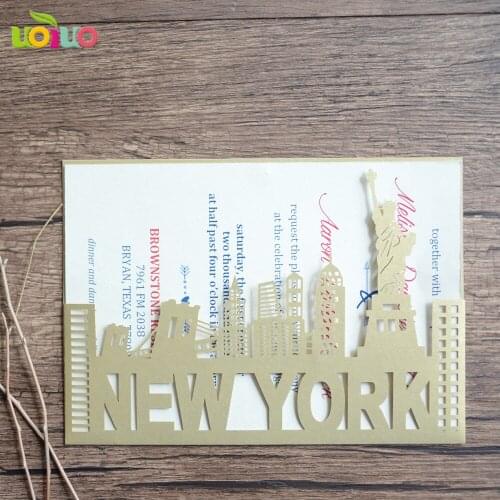 Free shipping 50set inc232 Champagne Gold Brown laser cut wedding invitation card with envelope,blank inside card wedding favors