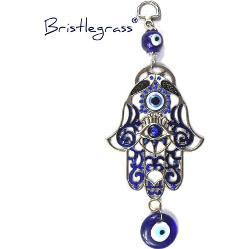 BRISTLEGRASS Turkish Blue Evil Eye Flower Vine Hamsa Hand Amulets Lucky Charm Wall Hanging Pendants Pendulum Blessing Protection