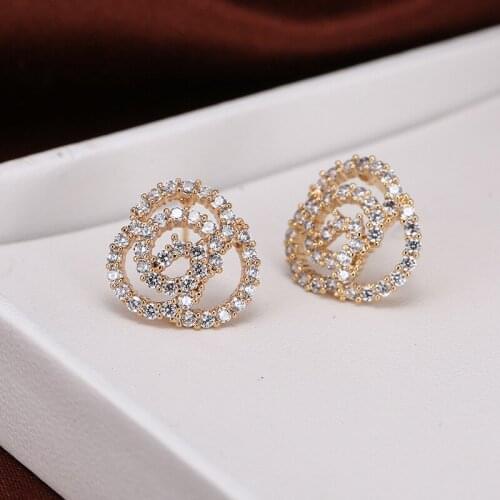 DE222 Fashion Creative Delicacy 4A Zircon Geometry Exaggeration Ear Stud GIRLS Gift Party Banquet WOMENS Jewelry Earrings 2021