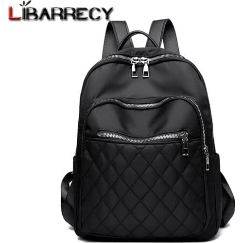 Multi-pocket Designer Womens Backpack 2021 Double Zipper Design Women Anti-theft School Bags Quality Oxford Cloth Ladies Bag