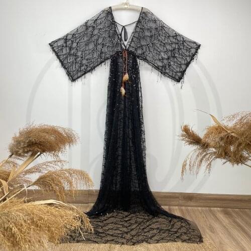 Photo Shoot Sequence Clothing Tassels Frange Maternity Dress Baby Shower Boho Evening Party Gown Women Prom Pregnant Couture