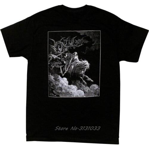 The Vision Of Death Screen Printed T Shirt Gustave Dore Death Rides A Pale Horse Tshirt Men Cotton Tees