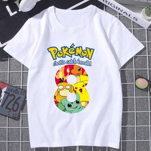Pokemon T-shirt Anime Number Top Cartoon Women T Shirt Print Kawaii Casual Short Sleeve Birthday Tees Mother and Daughter Tshirt