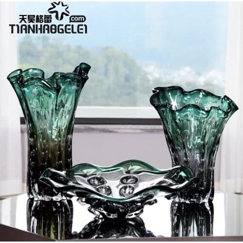 Handmade Gradient Nordic Creative Glass Vase Hotel Mode Living Room Dining Room Coffee Table Accessories Glass Vases for Flowers