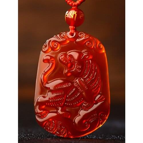 Natural Red Chalcedony Chinese Mascot Necklace Pendant 12 Animal Mascot Lucky Amulet Pendants Men and Women Fashion Gifts