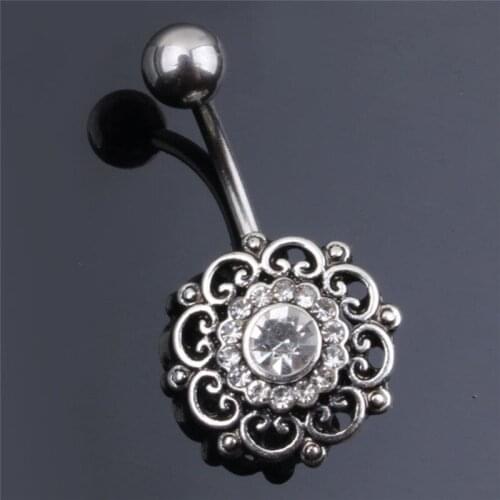 Sexy Dangle Belly Bars Belly Button Rings Fashion Surgical Steel Rhinestone Body Jewelry Navel Piercing Rings