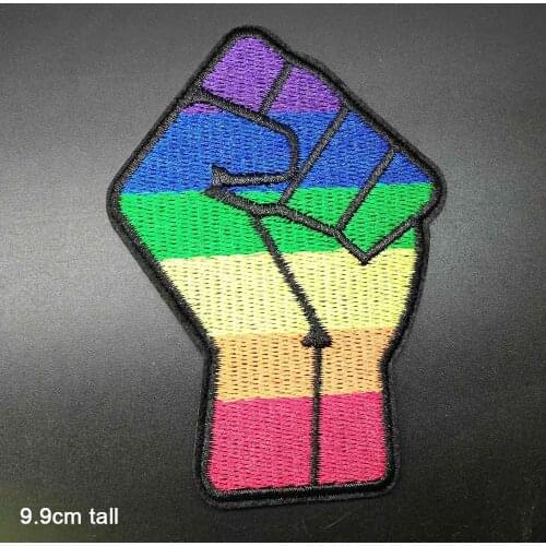 Colorful Power Fist Iron on Full Embroidered Cloth Patch For Girls Boys Clothes Stickers Apparel Garment Accessories