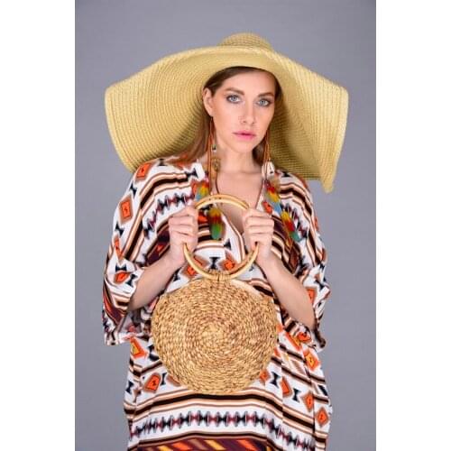 Handmade Natural Straw Round HandBag For Women 2021 New Fashion Authentic Style Quality Basket Hand Bag