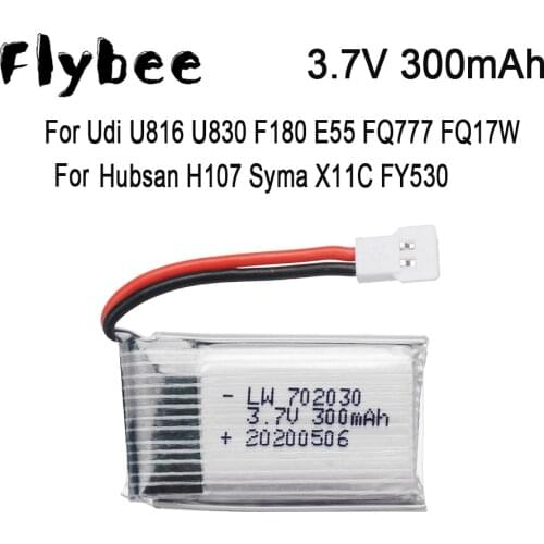 3.7V 300mAH Lipo Battery For Udi U816 U830 F180 E55 FQ777 FQ17W for Hubsan H107 for Syma X11C FY530 RC Drone Battery
