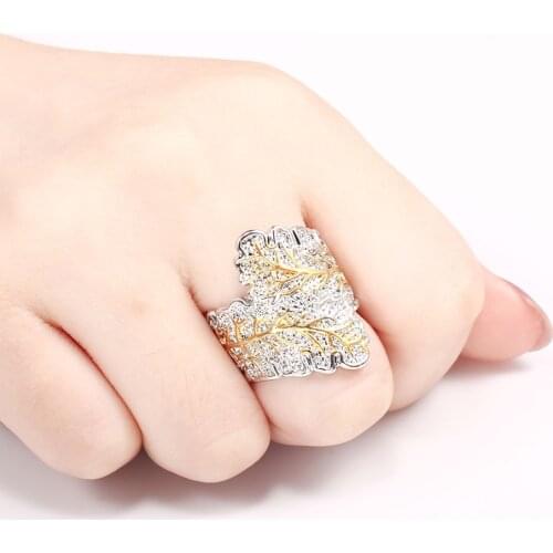 Fashion Charm Elegant Ladies Wedding Rings for Women Finger Double Tone Opening Size Adjustable Engagement Love Token Ring Gift