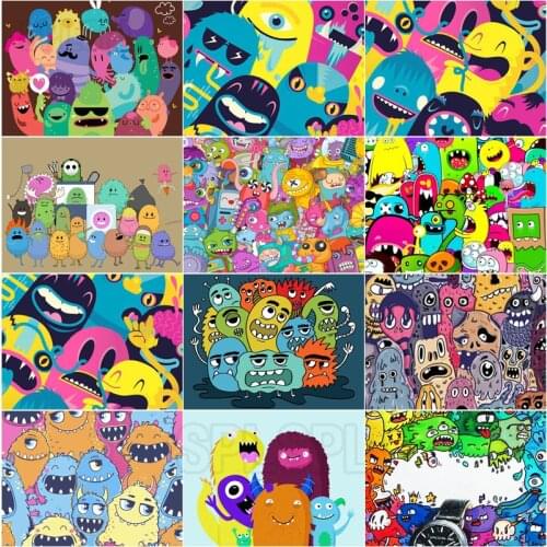 Cartoon Diamod Painting Cartoon Diamod Painting Cute Colorful Bacteria Fungus Furry Monster Unicorn Bedroom Porch Decor Pictures