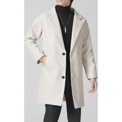 Autumn/Winter New British Style Solid Mid-length Men Wool Woolen Jacket Mens Slim Fit Trench Coat Business Overcoat Male S-3XL