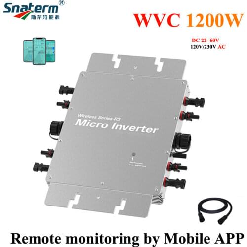 WVC 1200W Solar Grid Tie Inverter Input DC22V-50V to AC110V/220V WVC on grid Micro Power Inverter WIFI Version