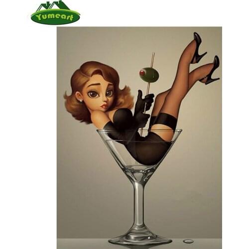 5D DIY Diamond Painting Crystal Girl Needlework Mosaic Square Full Pattern Diamond Embroidery Cartoon Cup Set For Painting