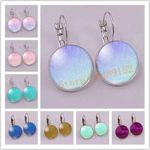 New Style Colorful Bling Star Earring Star Earrings Starry sky Photo round glass Earrings Jewelry(Note : glass does not shine)