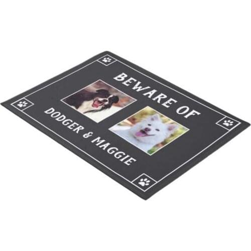 Personalized Custom Doormat Beware of Dog Names -Two Photos Doormat Home Decoration Entry Non-slip Door Mat Rubber Washable Floo