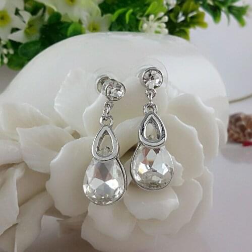 QiLeSen Fine jewelry 925 sterling silver suitable for ladies wedding classic drop white earrings yw076