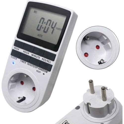 Digital Timer Switch Socket EU FR BR UK Plug Programmable 230V 50HZ 7 Day 12/24 Hour Cyclic Timer Switch Socket for Kitchen