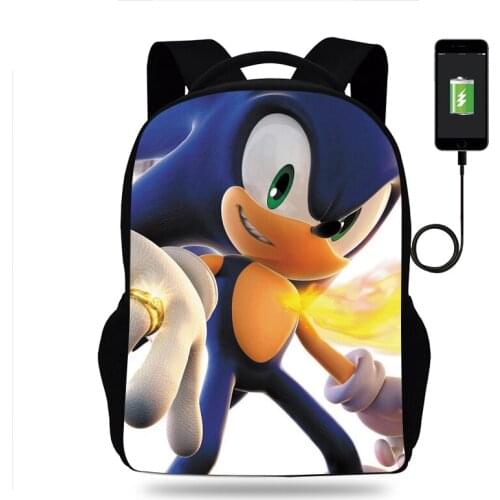 SONIC RACING School Backpack USB Charged Travel Backpack Sonic Laptop Backpack Russian Style School Bags For Teens