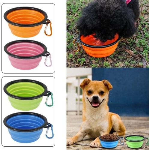 450ML 2X Collapsible Dog Cat Pet Foldable Silicone Bowl Outdoor Travel Portable Puppy Food Container Feeder