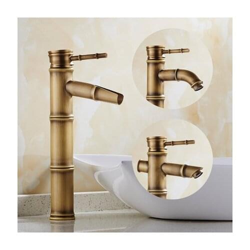 Basin Faucets Bamboo Antique Bathroom Taps Sink Bath Vanity Waterfall Washbasin Deck Mounted Home Decorative