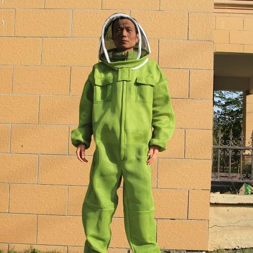 1PCS 3D Soft Breathable Green Bee Cloth Anti Bite Protection Overroll With Hoodie Long Clothing Protective Suit Headdress Tools
