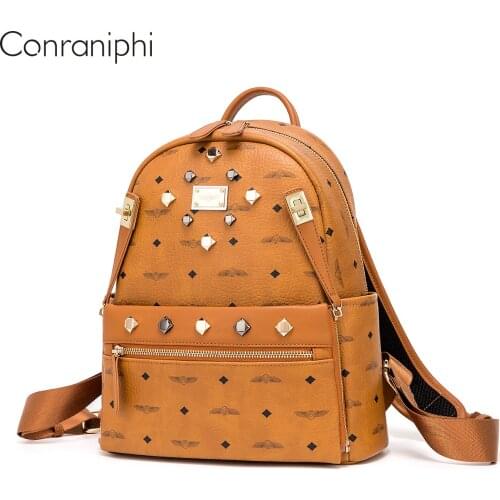 Vintage Women Luxury Brand Design Backpack Tourist Monogram Anti-theft Pack Bag Big Capacity Bags for Girl with Letter Printing