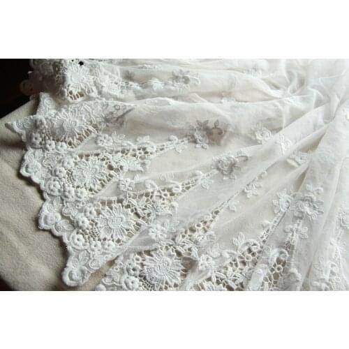 Top quality white lace fabirc gorgeous rose bilateral gauze embroidery fabric, 120cm wide *1yard per pack Z194