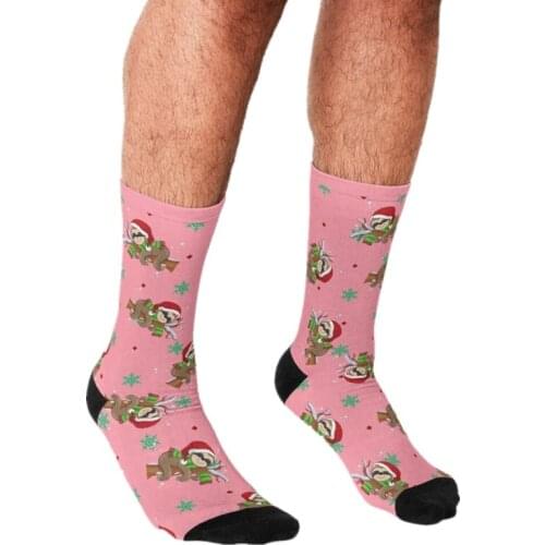 2021 Funny Mens socks Cute Sloth Christmas Pattern Printed hip hop Men Happy Socks cute boys street style Crazy Socks for men
