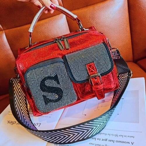 Split Leather Handbags Rhinestone Top Handle Shoulder Bag for Women Ita Luxury Sac Femme Branded Bolsas Femininas De Luxo