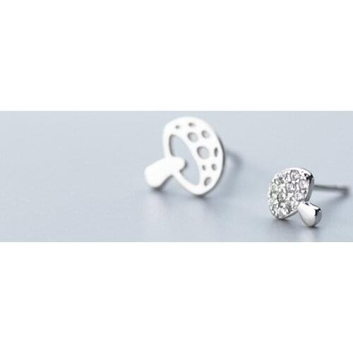 MloveAcc Silver 925 Jewelry Stud Earrings for Women Mini Mushroom Jewelry Gifts for Girl 2019 New Moda