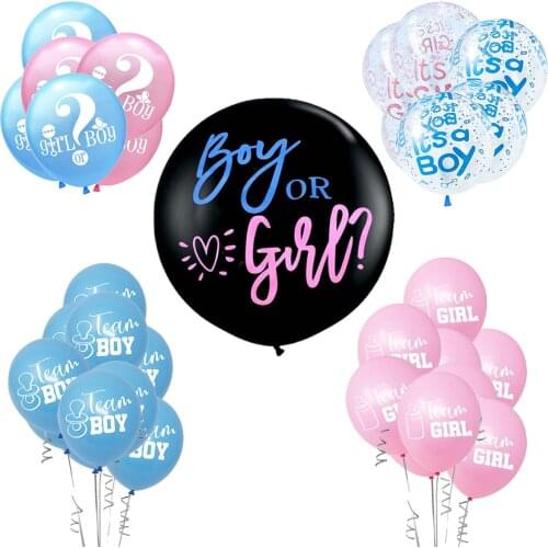 1 Set Giant Boy Or Girl Gender Reveal Black Latex Balloon Baby Shower Confetti Ballons Birthday Gender Reveal Party Decoration
