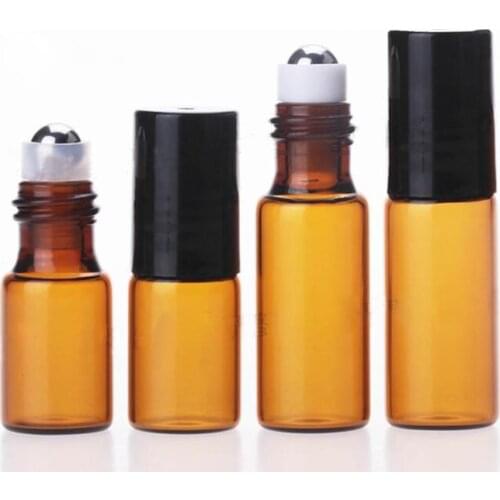 1ml 2ml 3ml 5ml Amber Roller Bottles Mini Roll On Glass bottle for Essential Oils Refillable Perfume Bottle For Sale#36414
