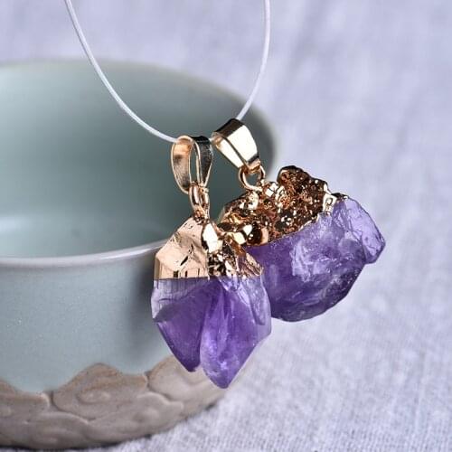 1PC Natural Amethyst Pendant Quartz Crystal Chakra Healing Stone Fashion Pendant Couple Decoration DIY Gift