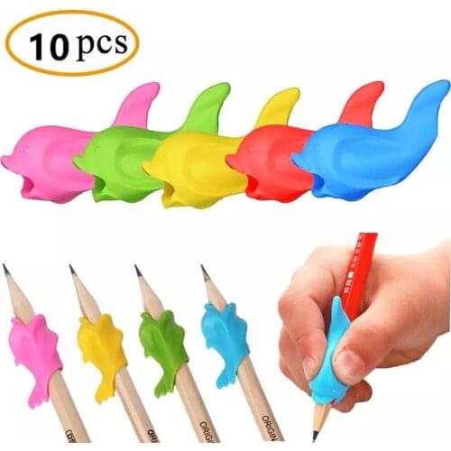 10pcs Posture Tool Kids Pen Holder Silicone Baby Learning Writing Tool Correction Cute Fish Pencil Grasp Writing Aid Grip Stat