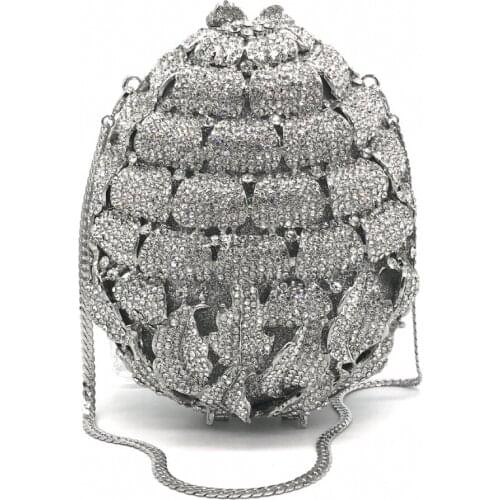 16x13CM Pineapple Flower Diamond Dinner Bag Corrugated Metal Diamond Hard Box Bag Banquet Dress Clutch Bag Women a6824